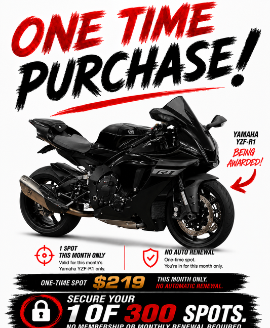 AUSTMOTO | INDIVIDUAL PURCHASE RIDER ACCESS - YZF-R1. 1 in 300 chance.
