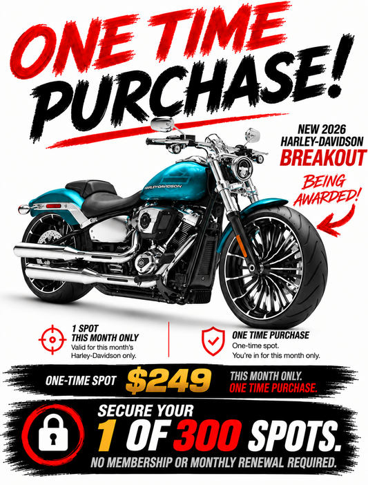 AUSTMOTO | INDIVIDUAL PURCHASE RIDER ACCESS - 2026 HARLEY DAVIDSON BREAKOUT . 1 in 300 chance.
