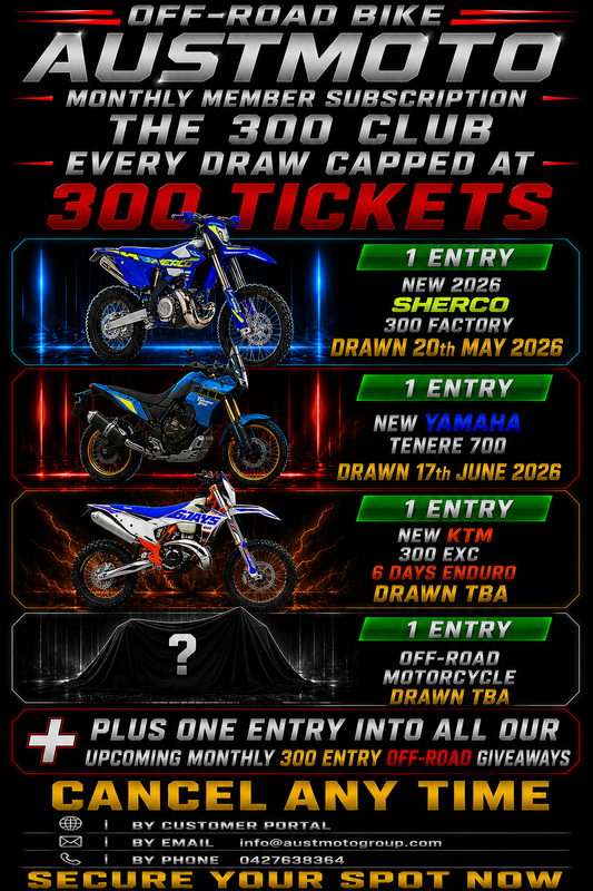 GET 1 X TICKET EACH MONTH - AUSTMOTO 300 TICKET CAP OFF-ROAD GIVEAWAY SUBSCRIPTION