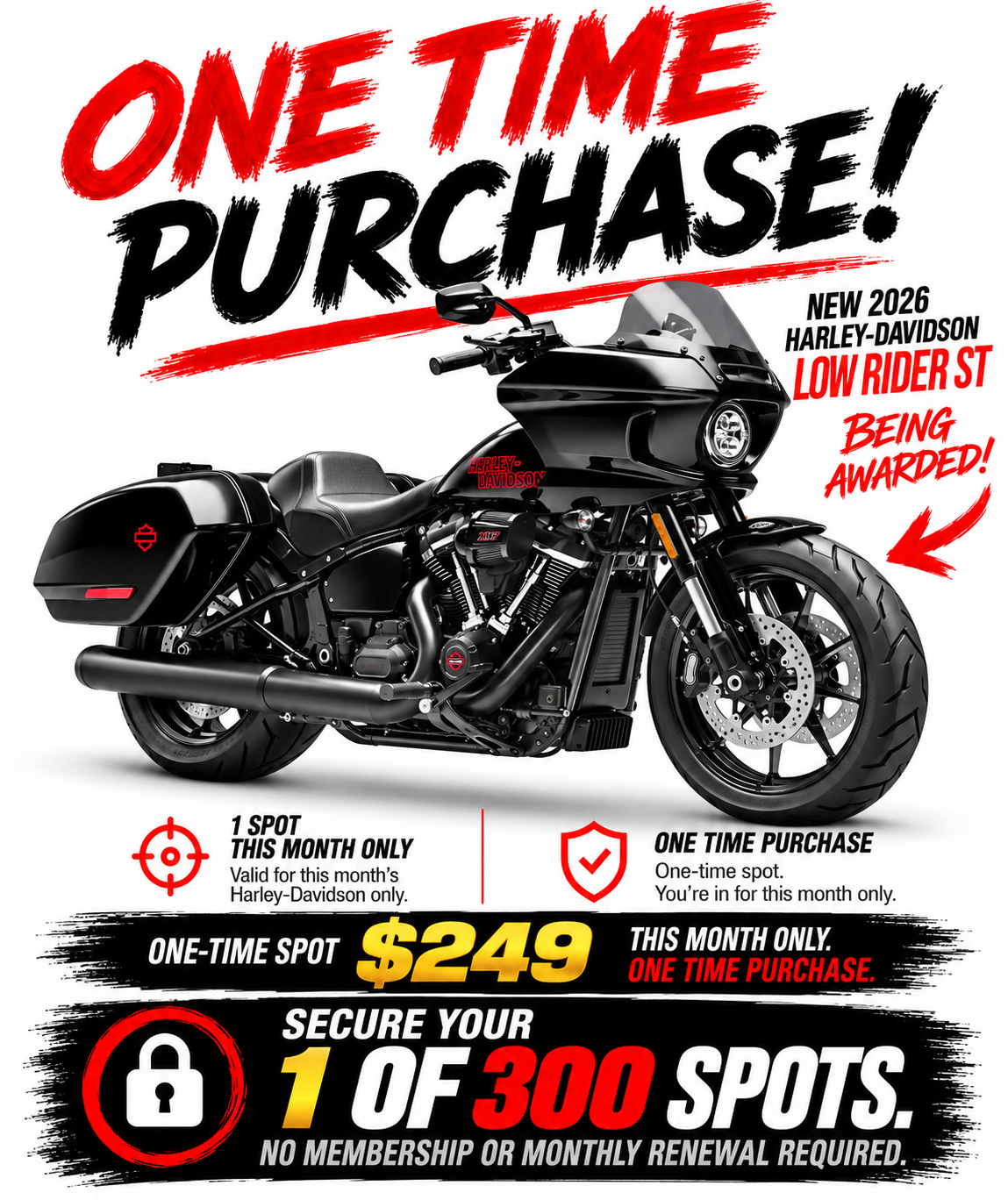 AUSTMOTO | INDIVIDUAL PURCHASE RIDER ACCESS - 2026 HARLEY DAVIDSON LOW RIDER ST . 1 in 300 chance.