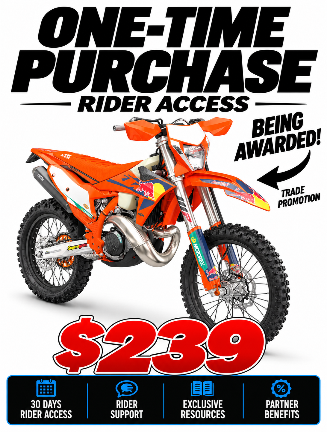 AUSTMOTO | INDIVIDUAL PURCHASE RIDER ACCESS™️ - KTM 300 EXC - 1 in 300 chance.